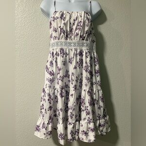 SHEIN White and Purple Floral Mini Dress
